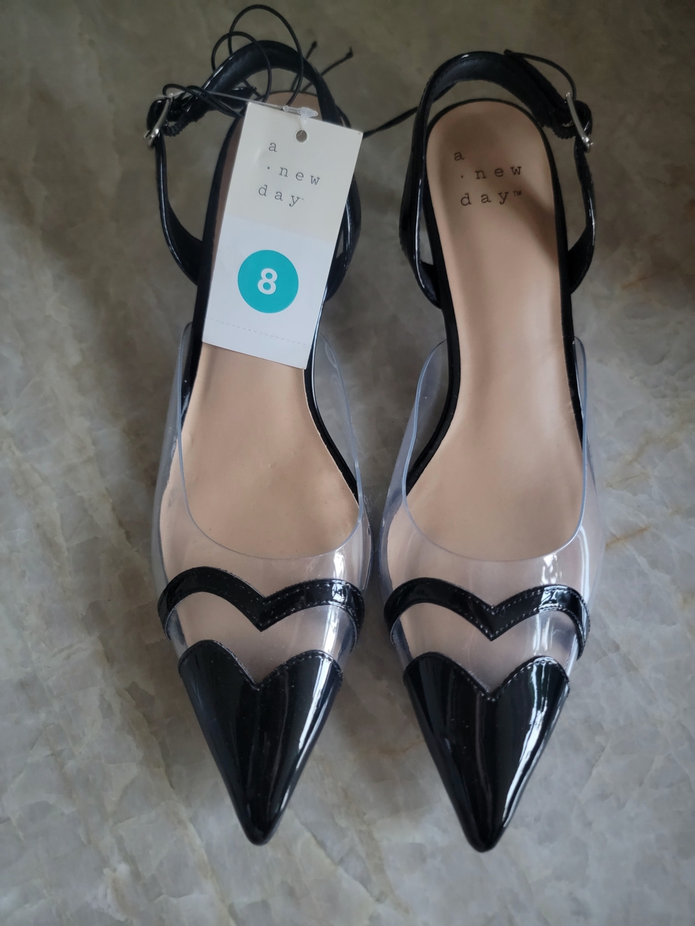 Women's Eleanor Heart Slingback Heels - a New Day Black Size 8 NEW(Retail $35)